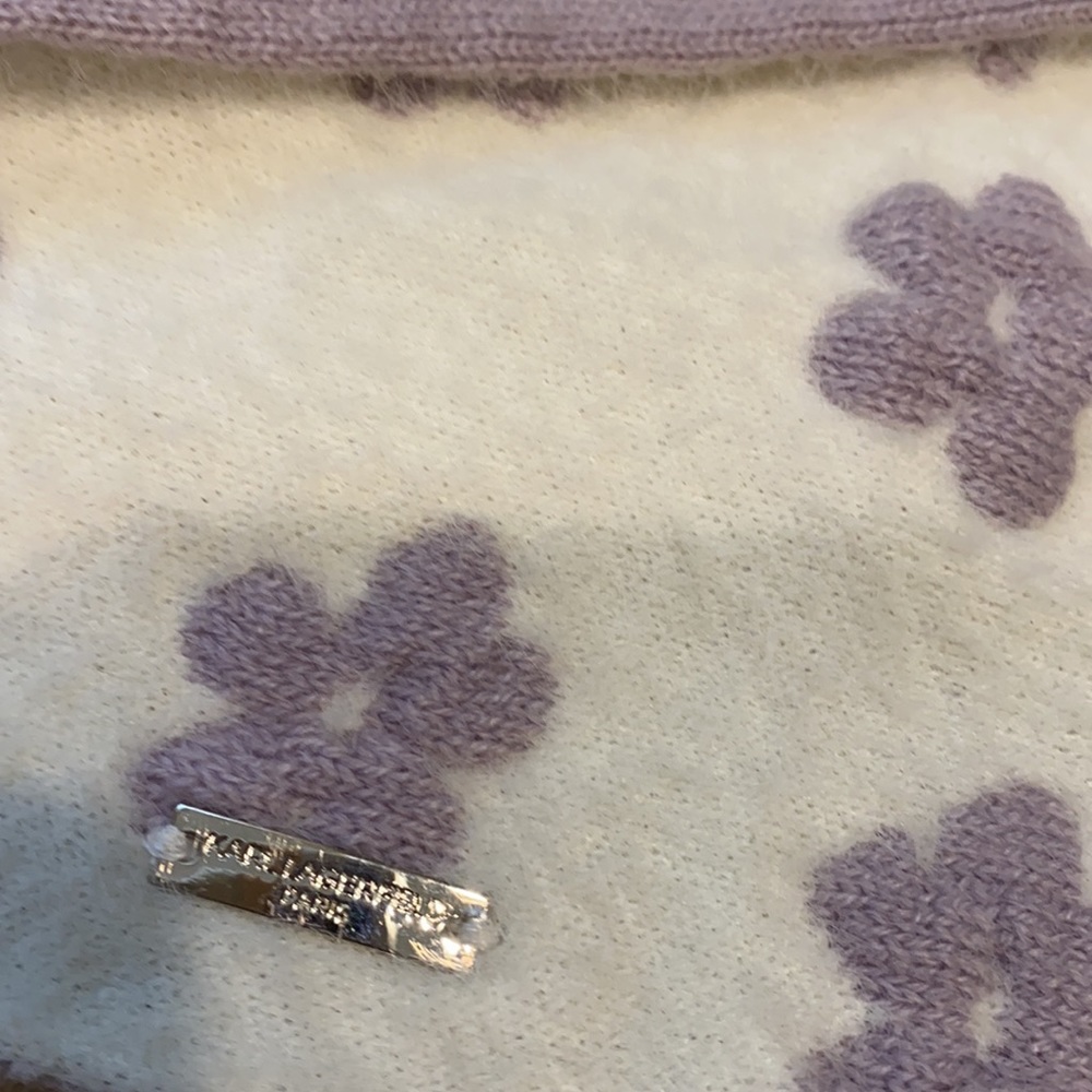 Karl Lagerfeld White and Purple Floral Scarf - Picture 6 of 10
